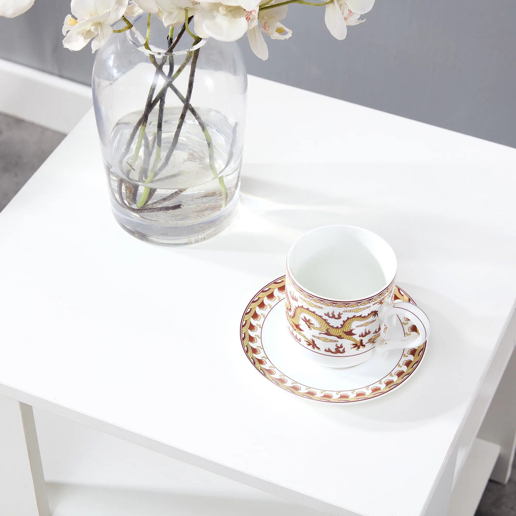 White 3 Tier Wood Square Nightstand S247