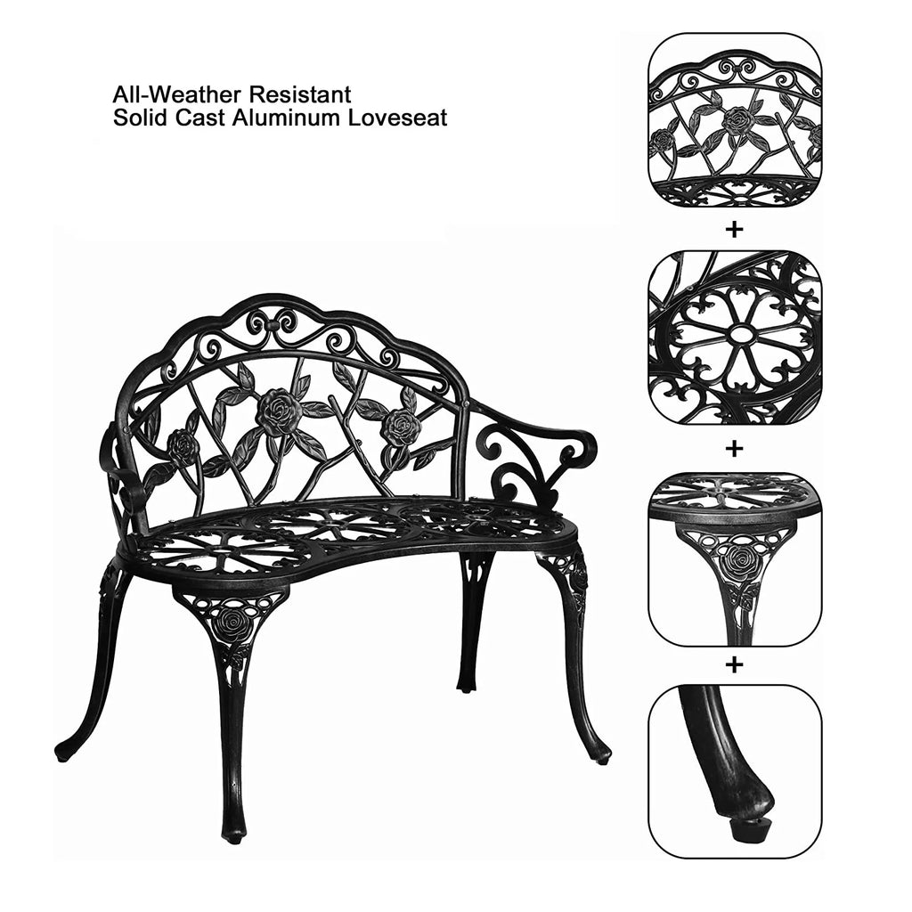 4 Piece Black Aluminum Patio Conversation Set P380