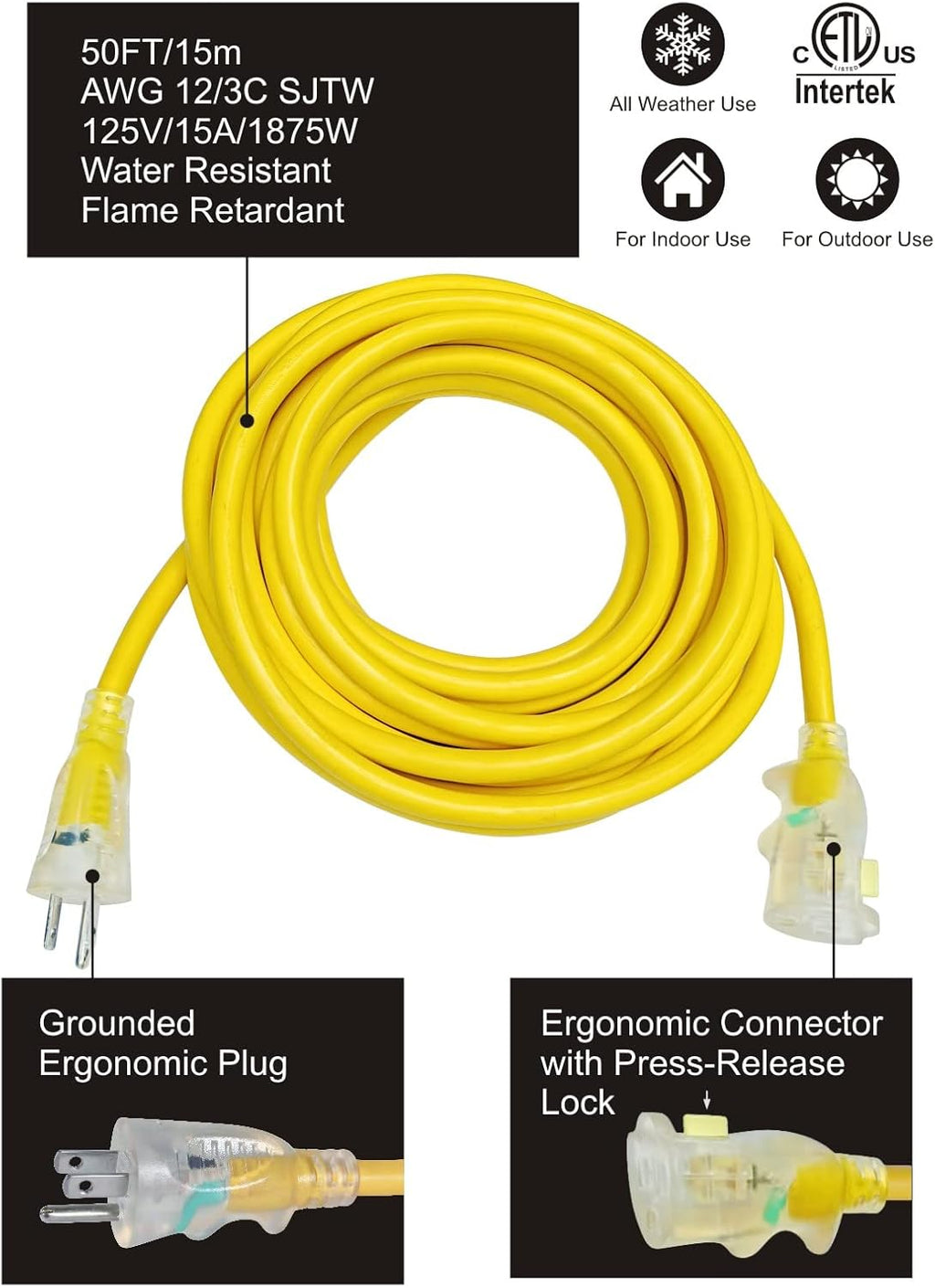 Yellow 100ft Heavy-Duty Cold Weather Cord I652470