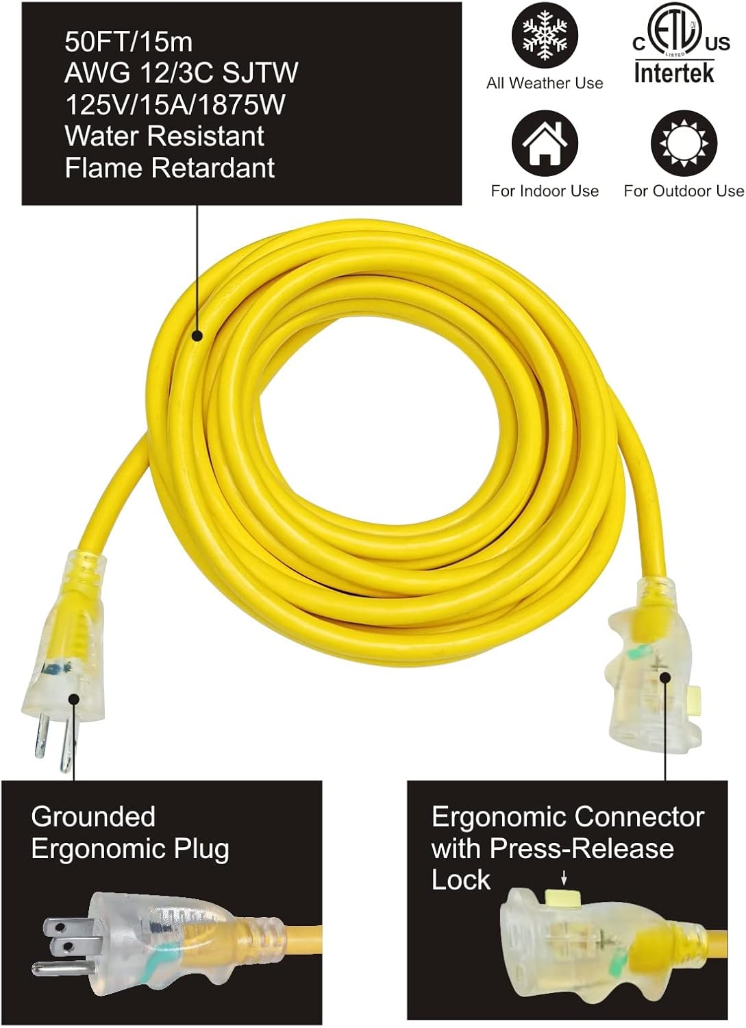 Yellow 100ft Heavy-Duty Cold Weather Cord I652470