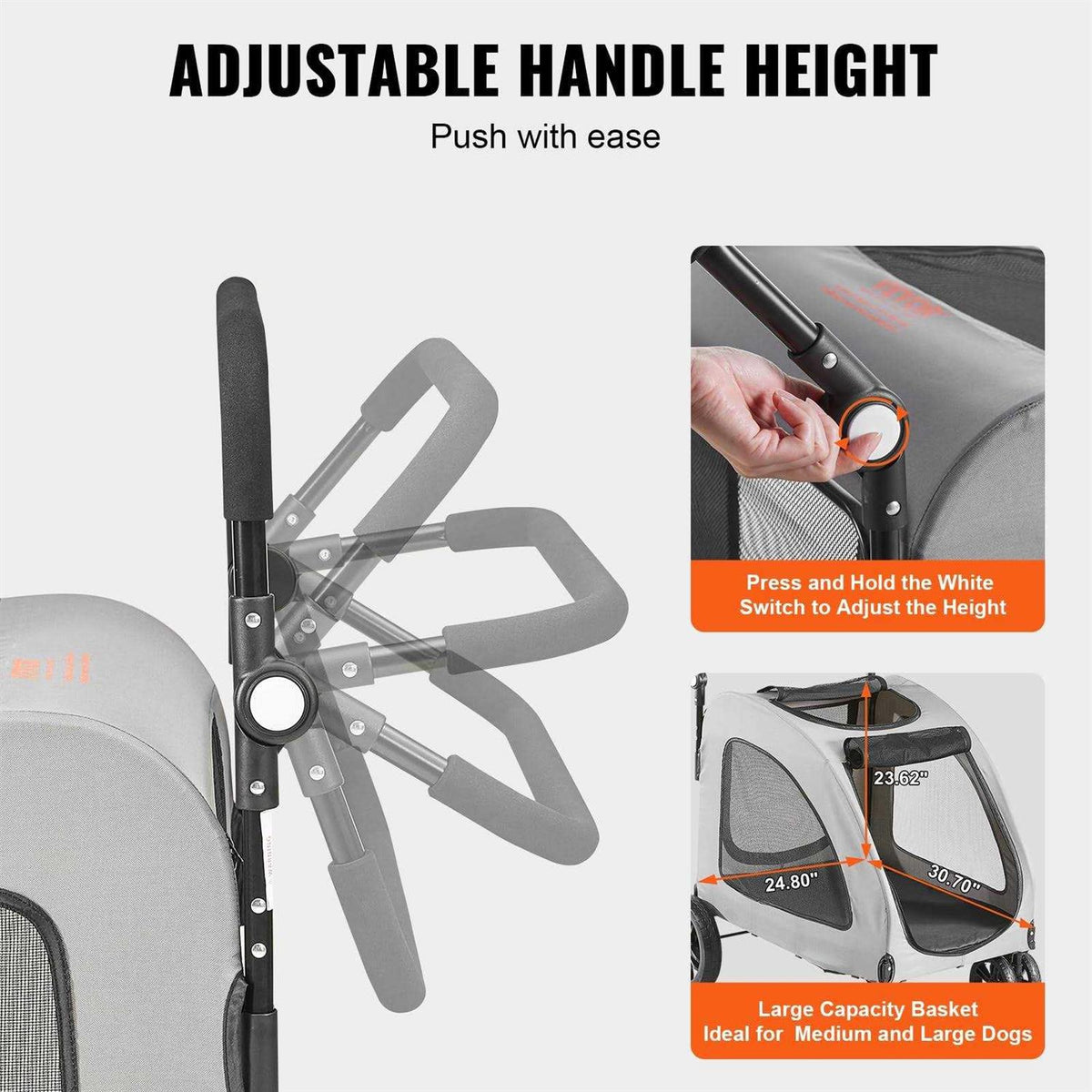 4 Wheels Pet Stroller with Brakes C53067