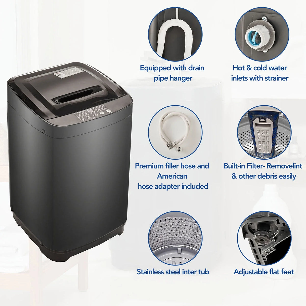 Portable Automatic Washing Machine 8 Water Levels 10 Programs L674499