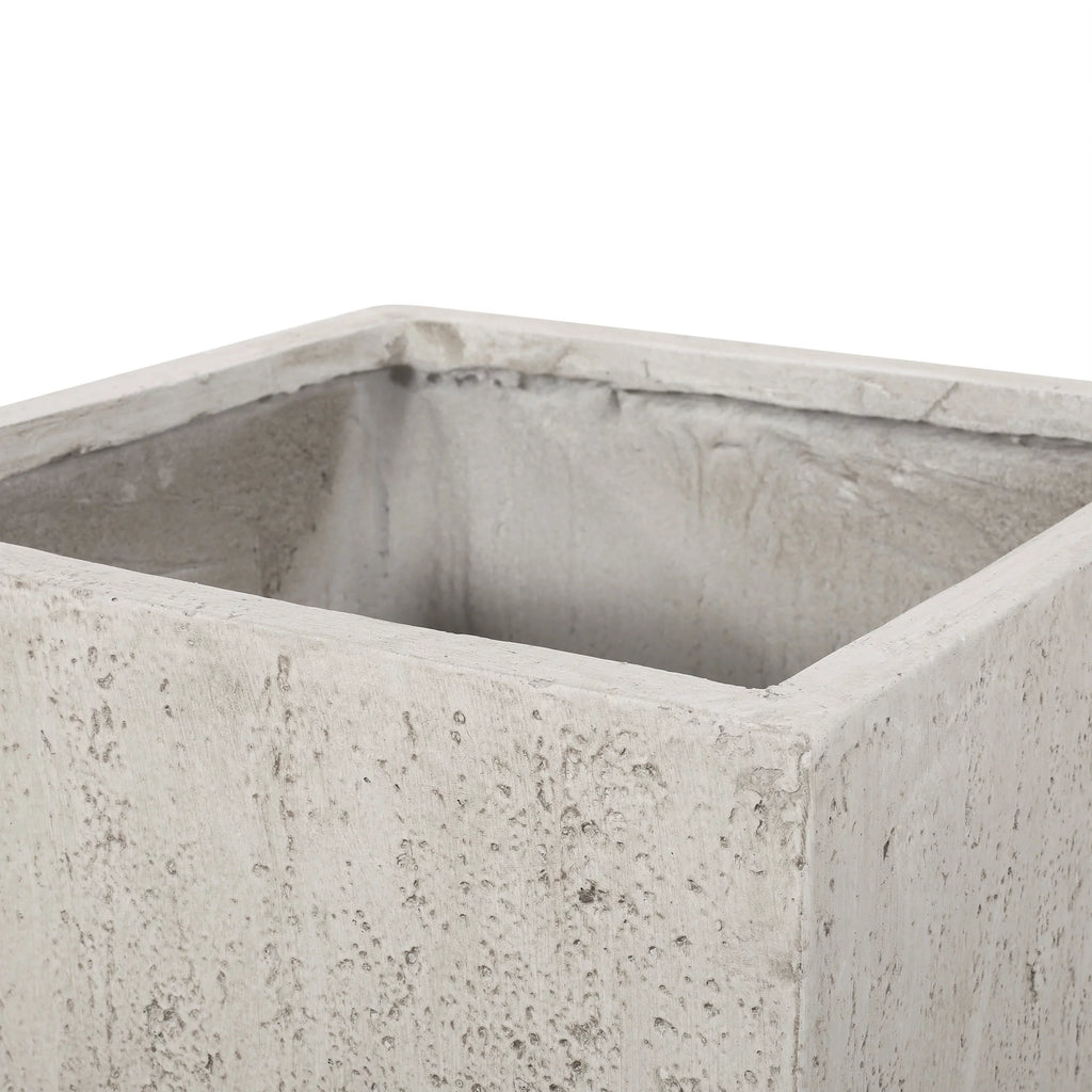 White Cast Stone Square Planter V472