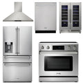 36 Electric Range, Range Hood, Refrigerator with Water and Ice Dispenser, Dishwasher, Wine Cooler T986