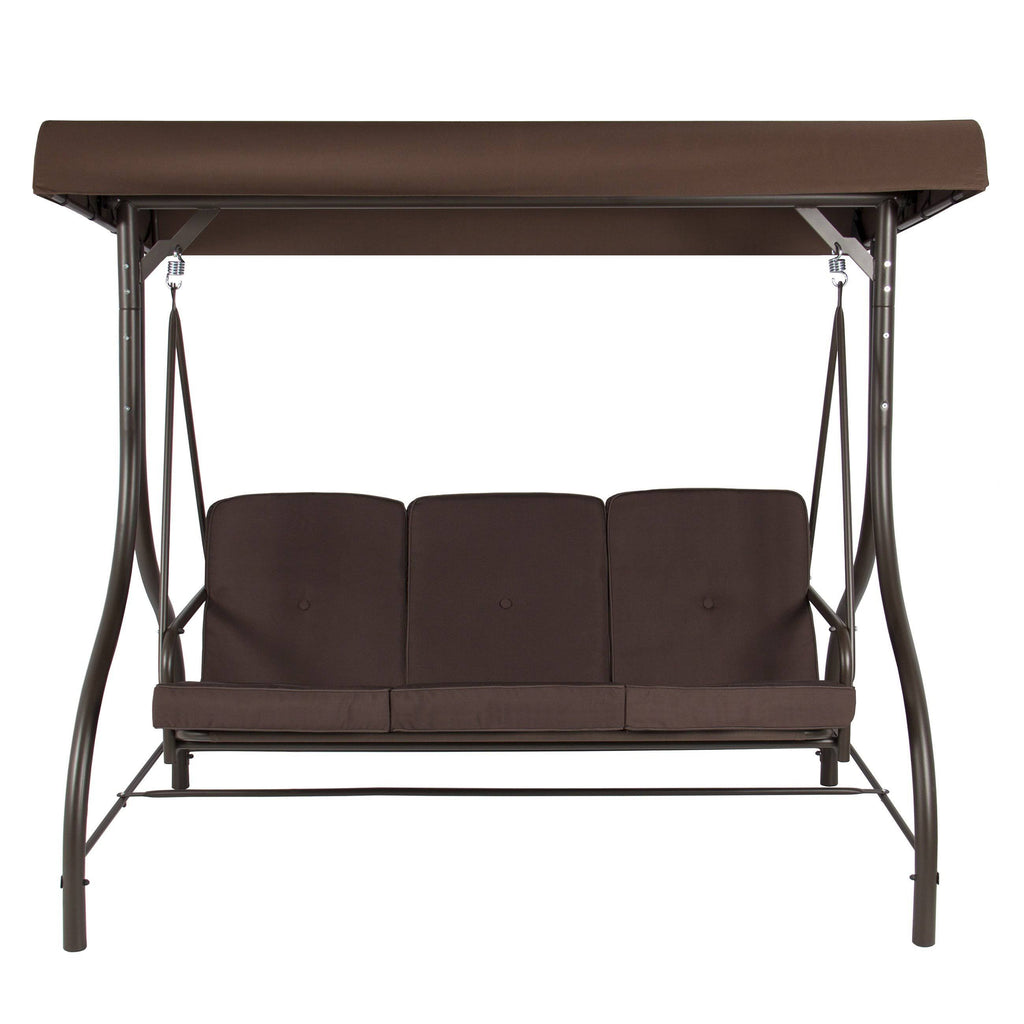 3-Seat Converting Outdoor Patio Swing with Canopy, Brown U976881