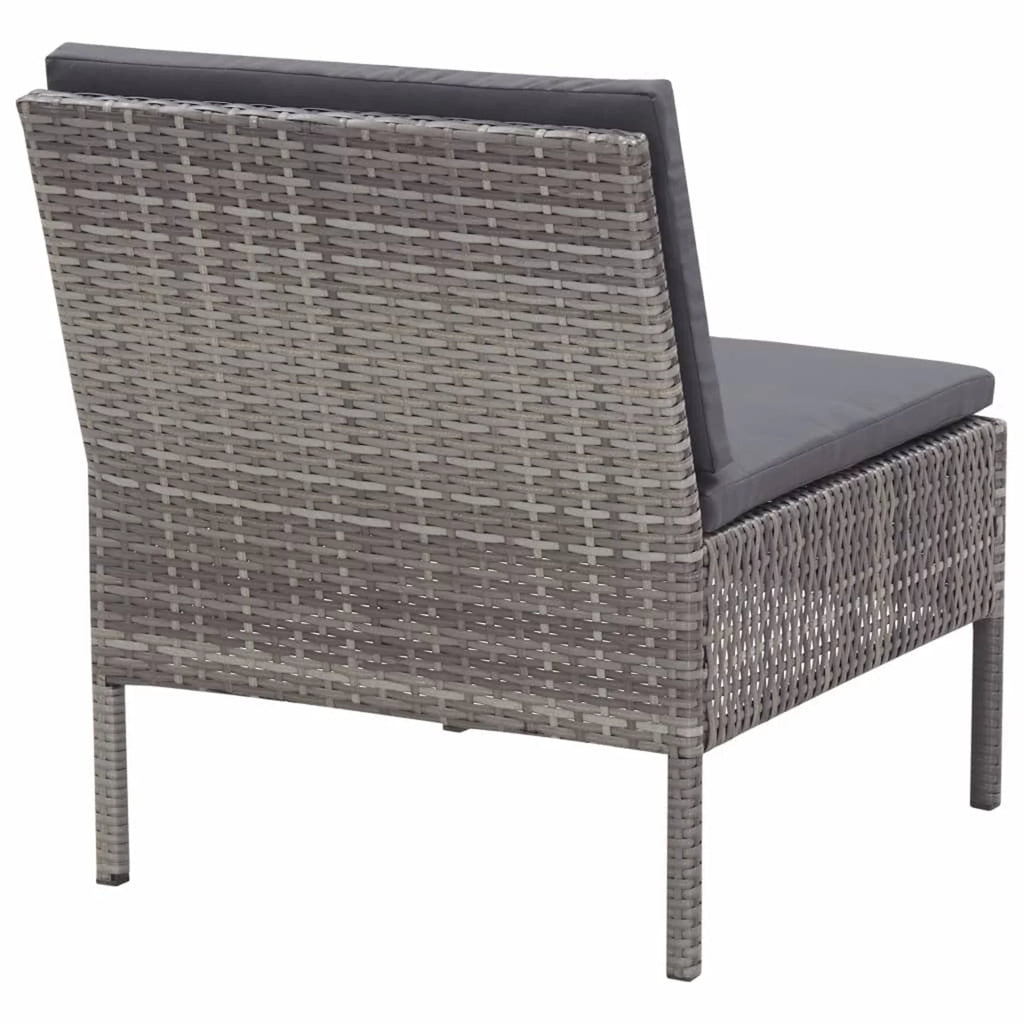 5 Piece Gray Poly Rattan Patio Sofa Set with Coffee Table T42599