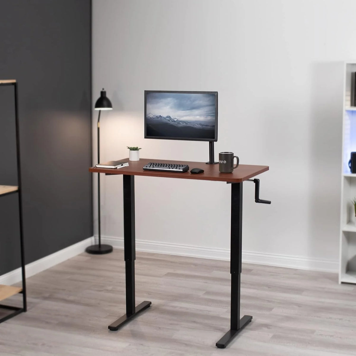 Dark Walnut 43 X 24 Inch Height Adjustable Standing Desk D7649