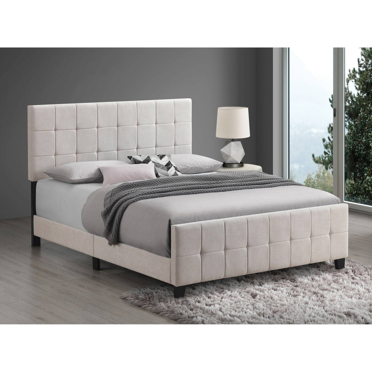 Beige King Upholstered Panel Bed K84447