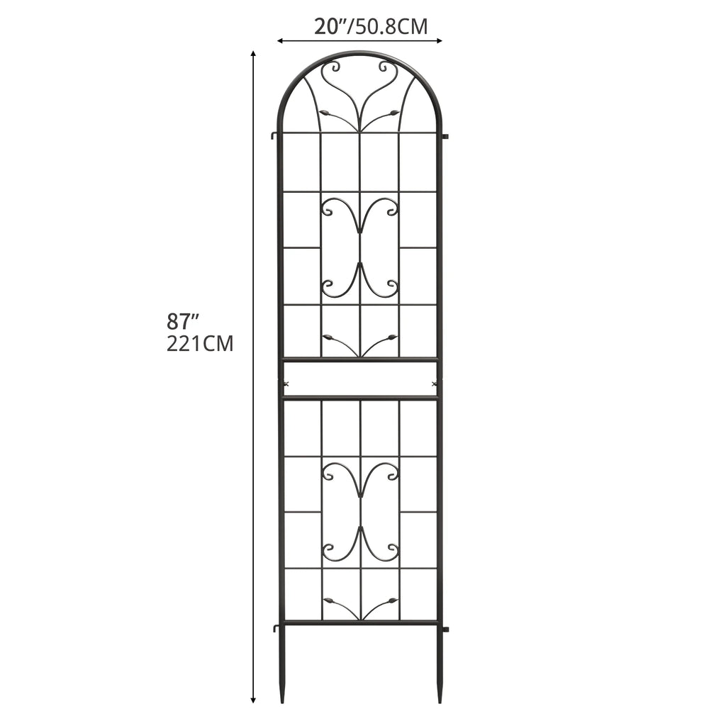 Black Metal Garden Arch Trellises 2 Pack S485651
