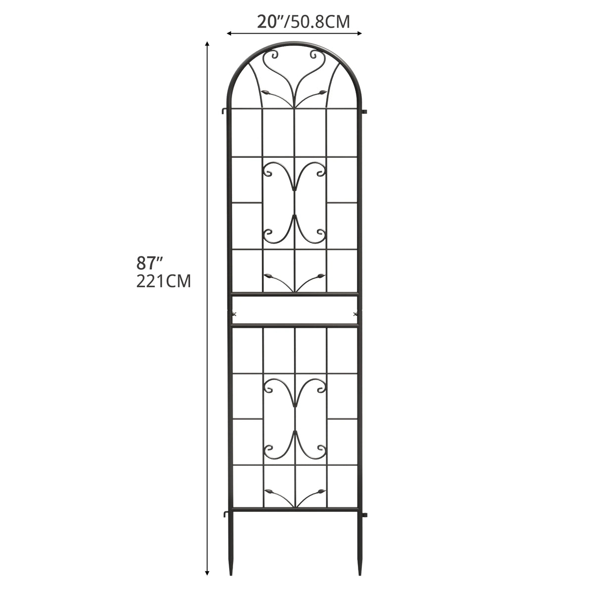 Black Metal Garden Arch Trellises 2 Pack S485651