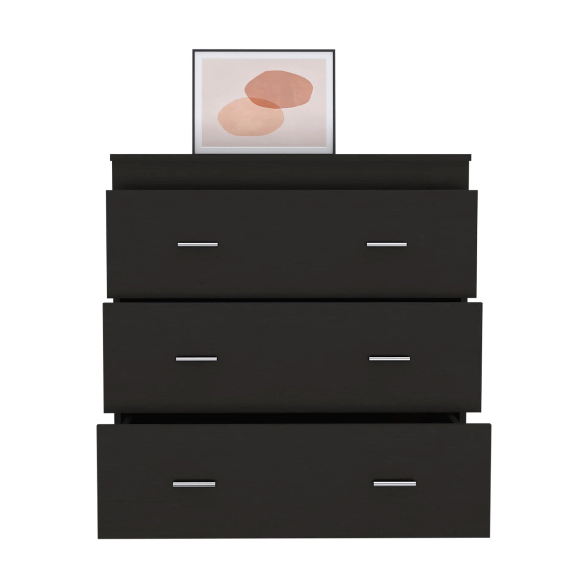 Black 3 Drawer Dresser with Metal Handles C46391
