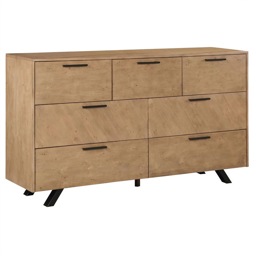 5-piece Wood Eastern King Bedroom Set Light Honey Brown and Gray T585862