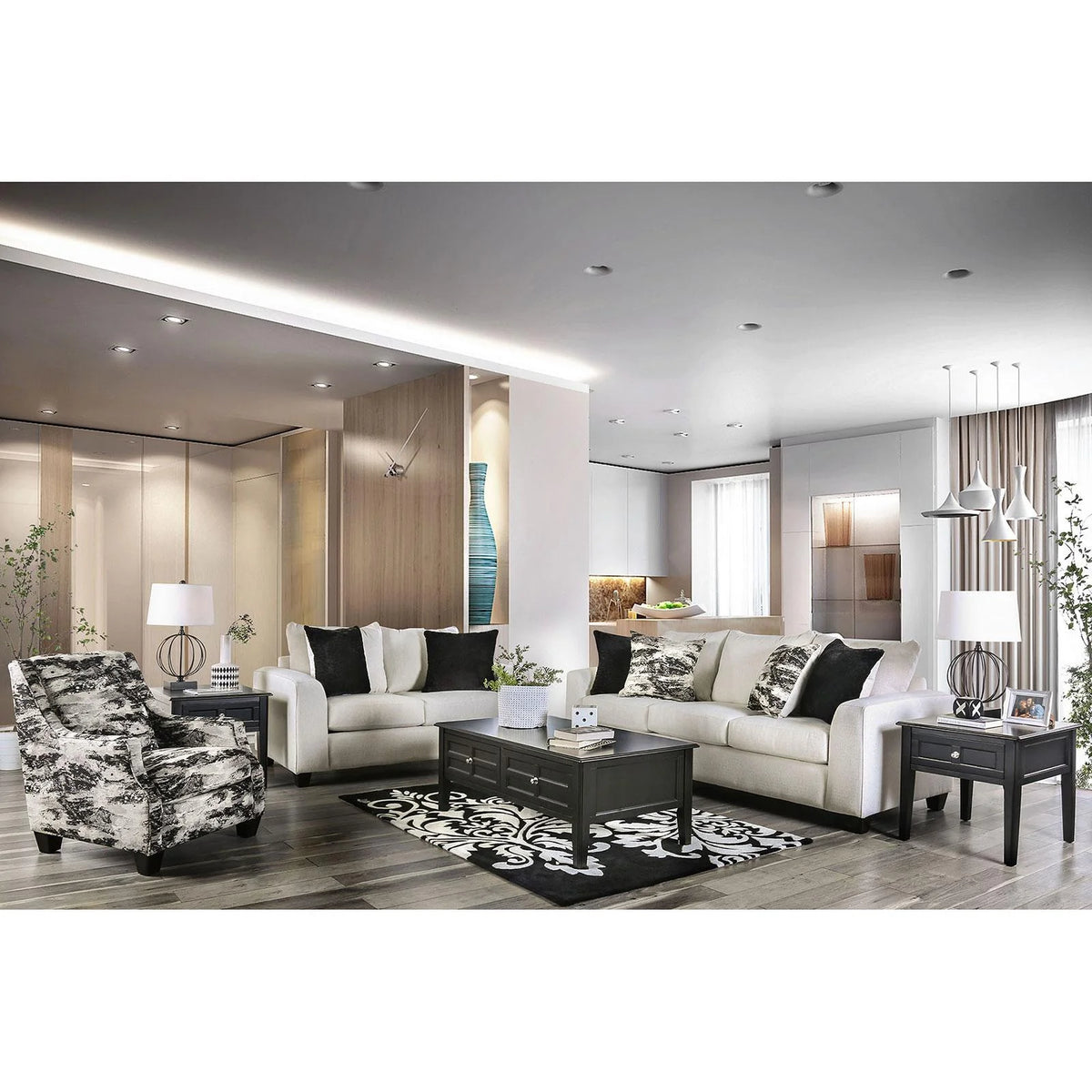 Ivory Fabric Sofa and Loveseat X436909