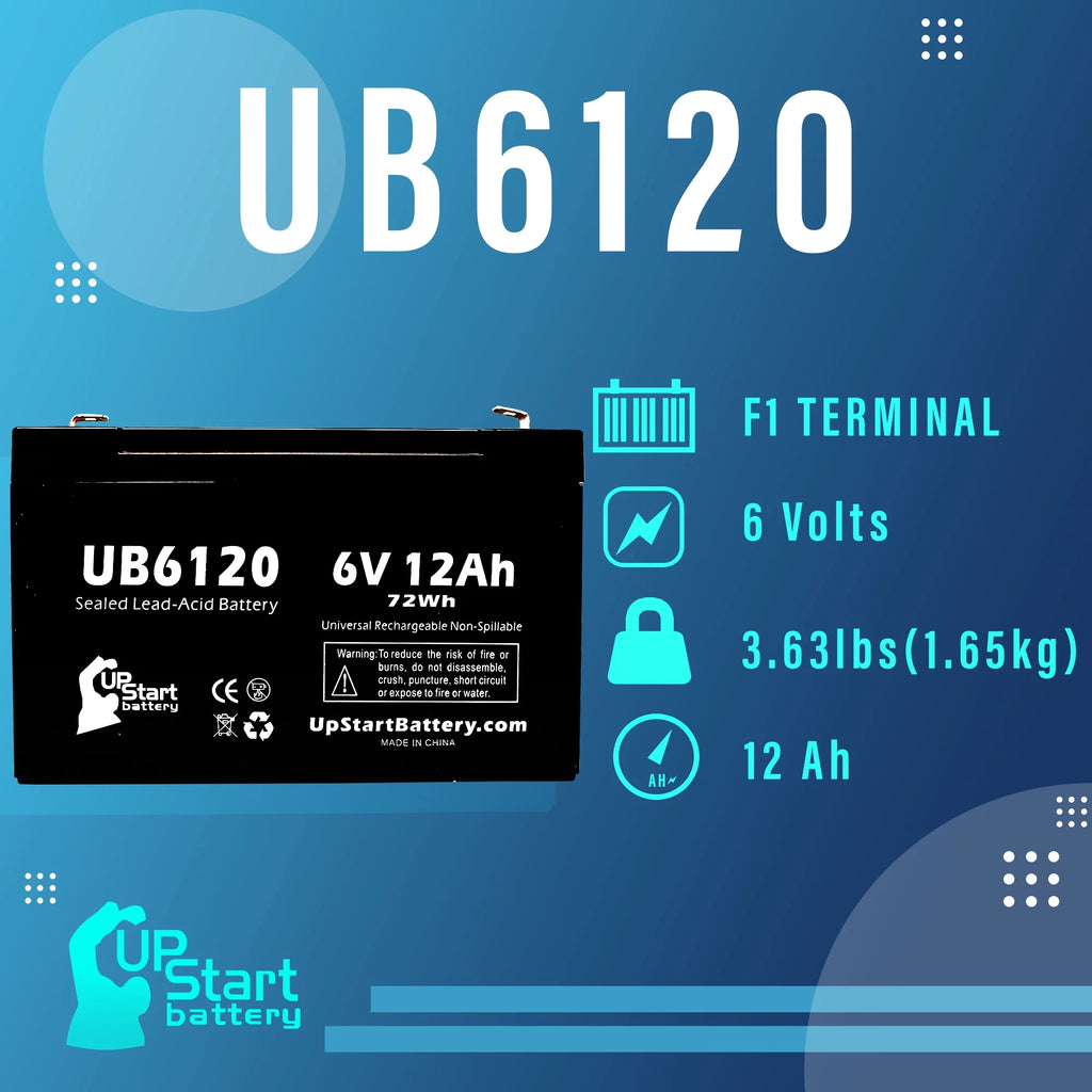 6V 12Ah Sealed Lead Acid Battery with F1 to F2 Terminal Adapters C86492