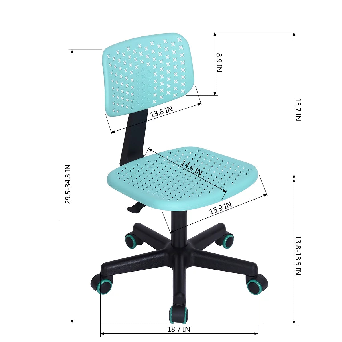 Turquoise Ergonomic Office Chair with Adjustable Height P847