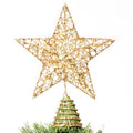8 inch Gold Glitter Star Tree Topper Metal Lighted with 20 LED Lights W3581