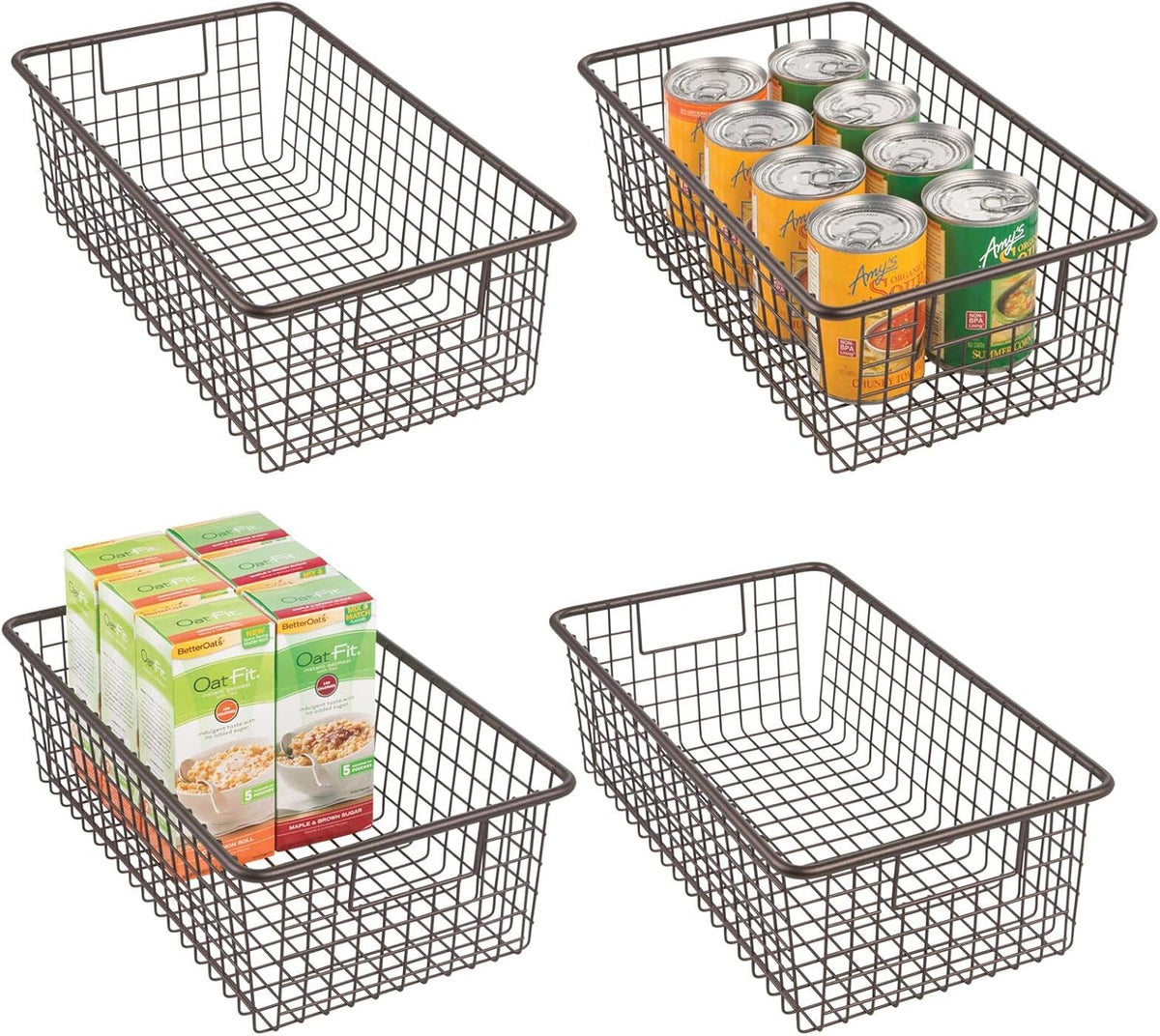 Metal Wire Storage Organizer Bin Basket with Handles, 4 Pack U62617