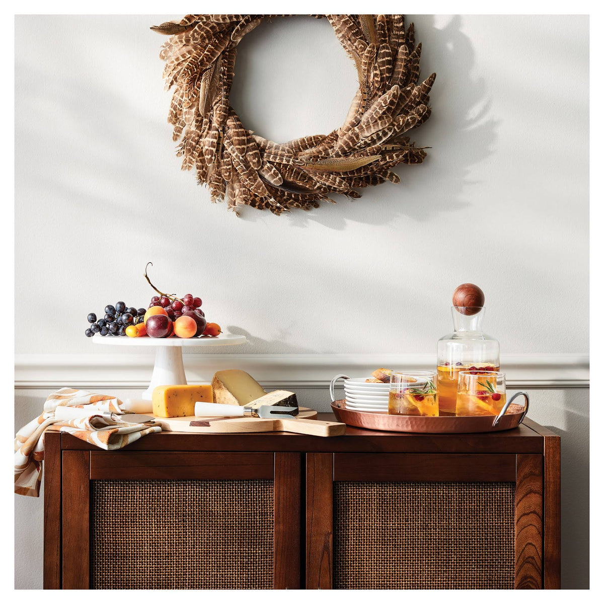 2-Door Wood & Rattan Accent Cabinet O85951