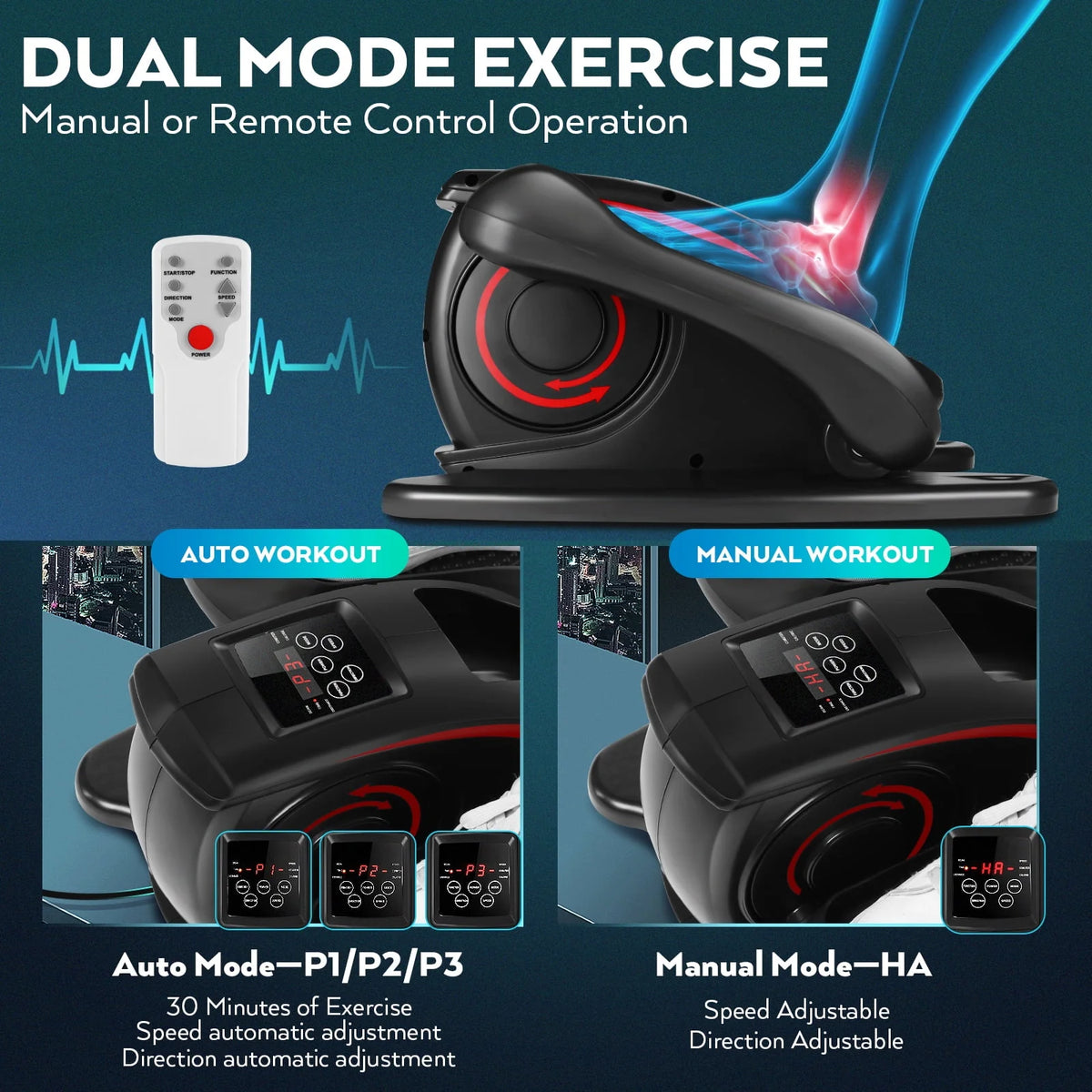 Black Red Under Desk Elliptical Machine C35838