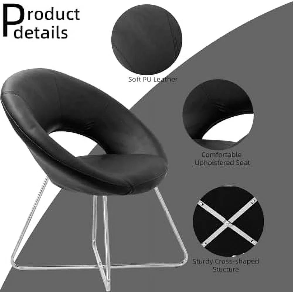 PU Leather Accent Chairs Set of 2 with Chrome Steel Legs M753908