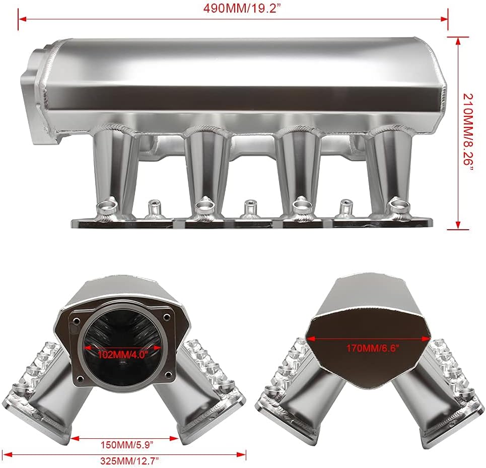 Racing Intake Manifold 102mm Throttle Body Sheet Metal Fabricated EFI J166686