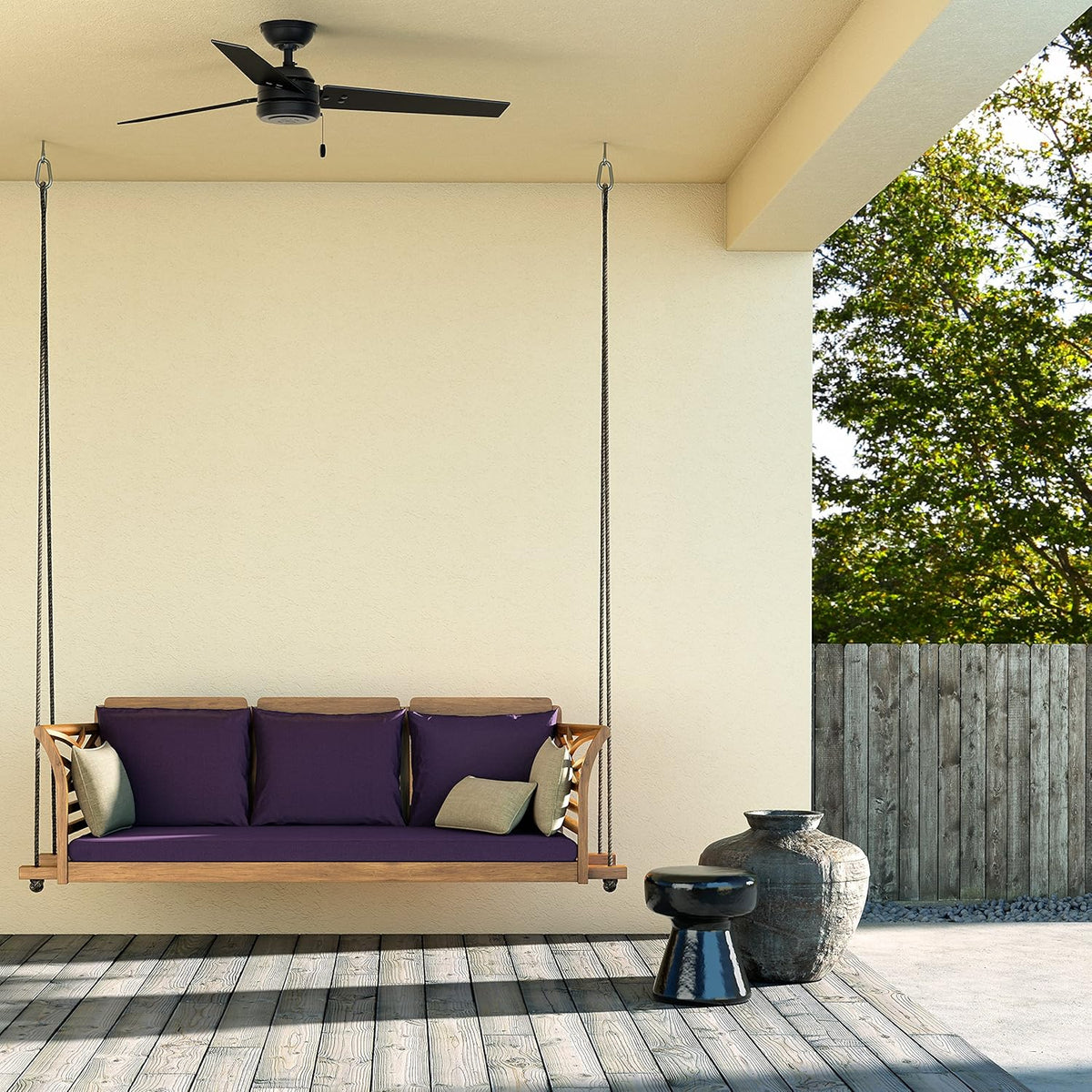 Indoor Outdoor Ceiling Fan with Pull Chain Control, 52, Matte Black G220