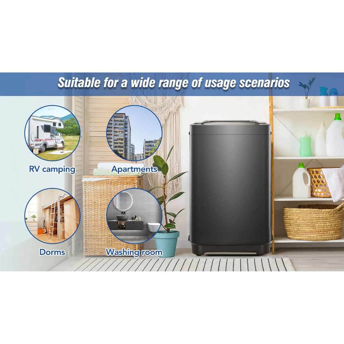 Portable Automatic Washing Machine 8 Water Levels 10 Programs L674499