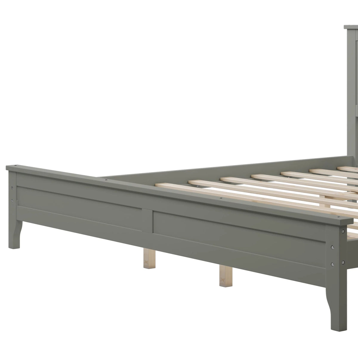 King Size Grey Solid Wood Platform Bed Frame with Headboard X130589