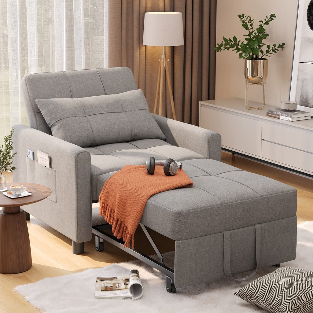 Grey 3 in 1 Convertible Sofa Bed Chair Z5536