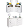 White 6-Drawer Dresser and 2 Nightstands W3431