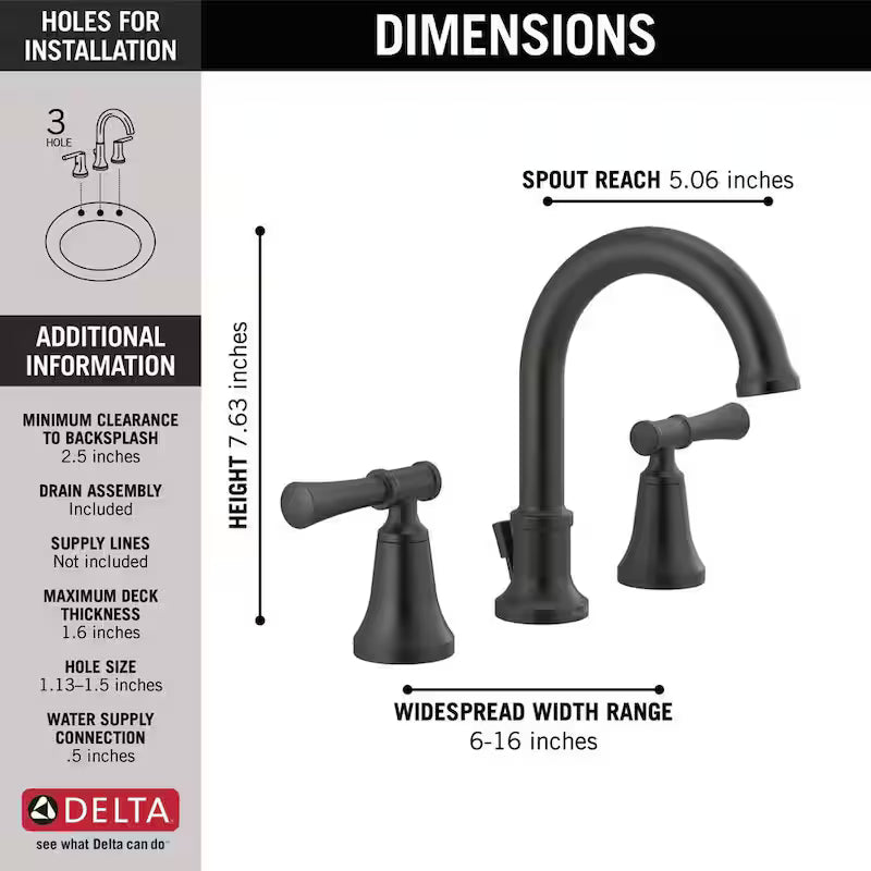 2-Handle Widespread Bathroom Faucet in Matte Black G940778