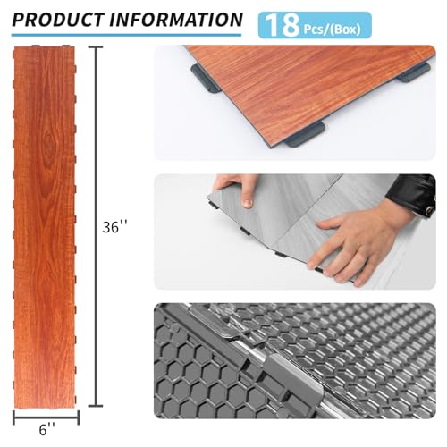 Interlocking Luxury Vinyl Flooring Tile 36 x 6 Inch 18-Pack S823