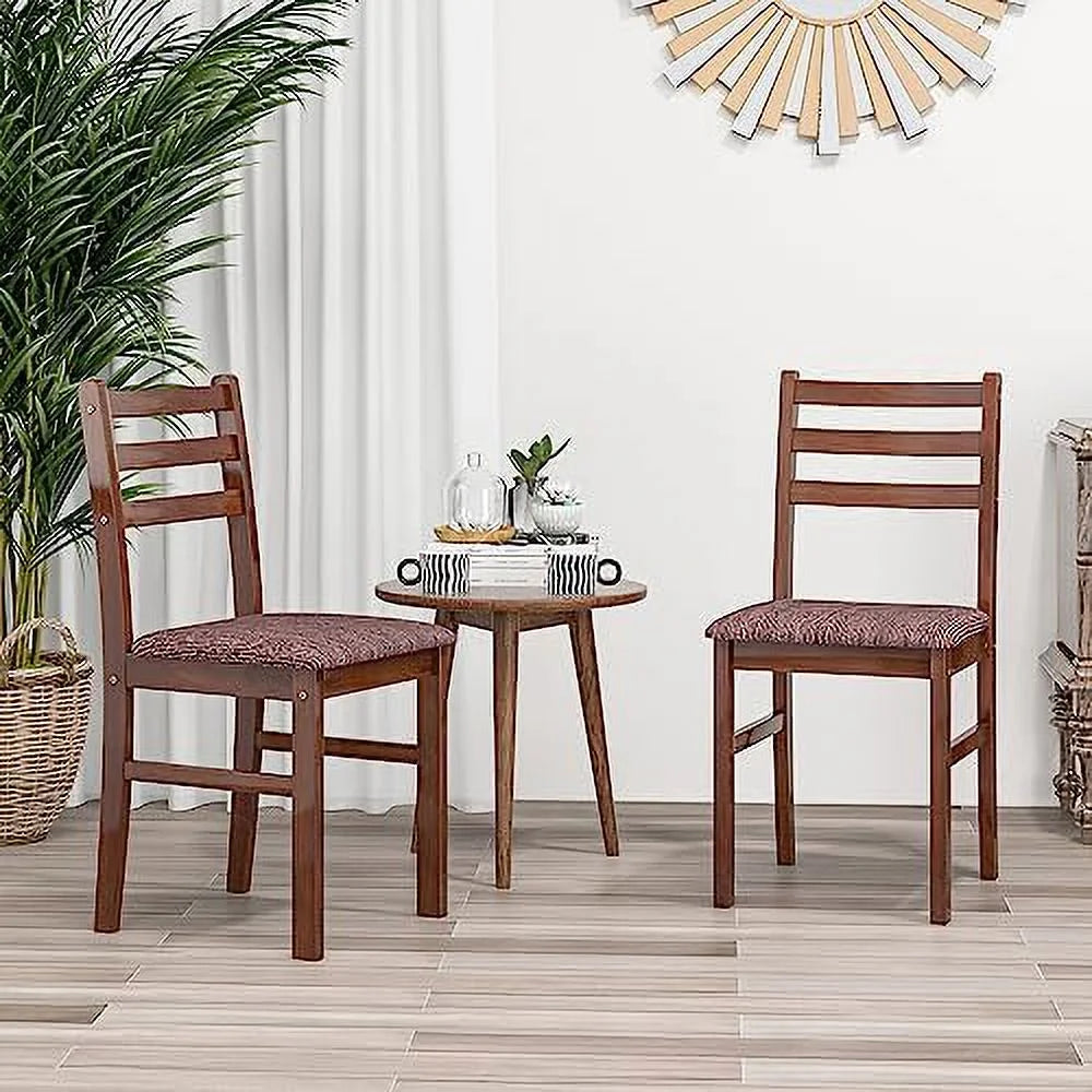 Walnut Set of 4 Wooden Dining Chairs with Padded Seat X438