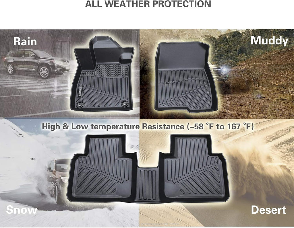 Custom Waterproof All Weather TPE Car Floor Mats Full Set Black F368400