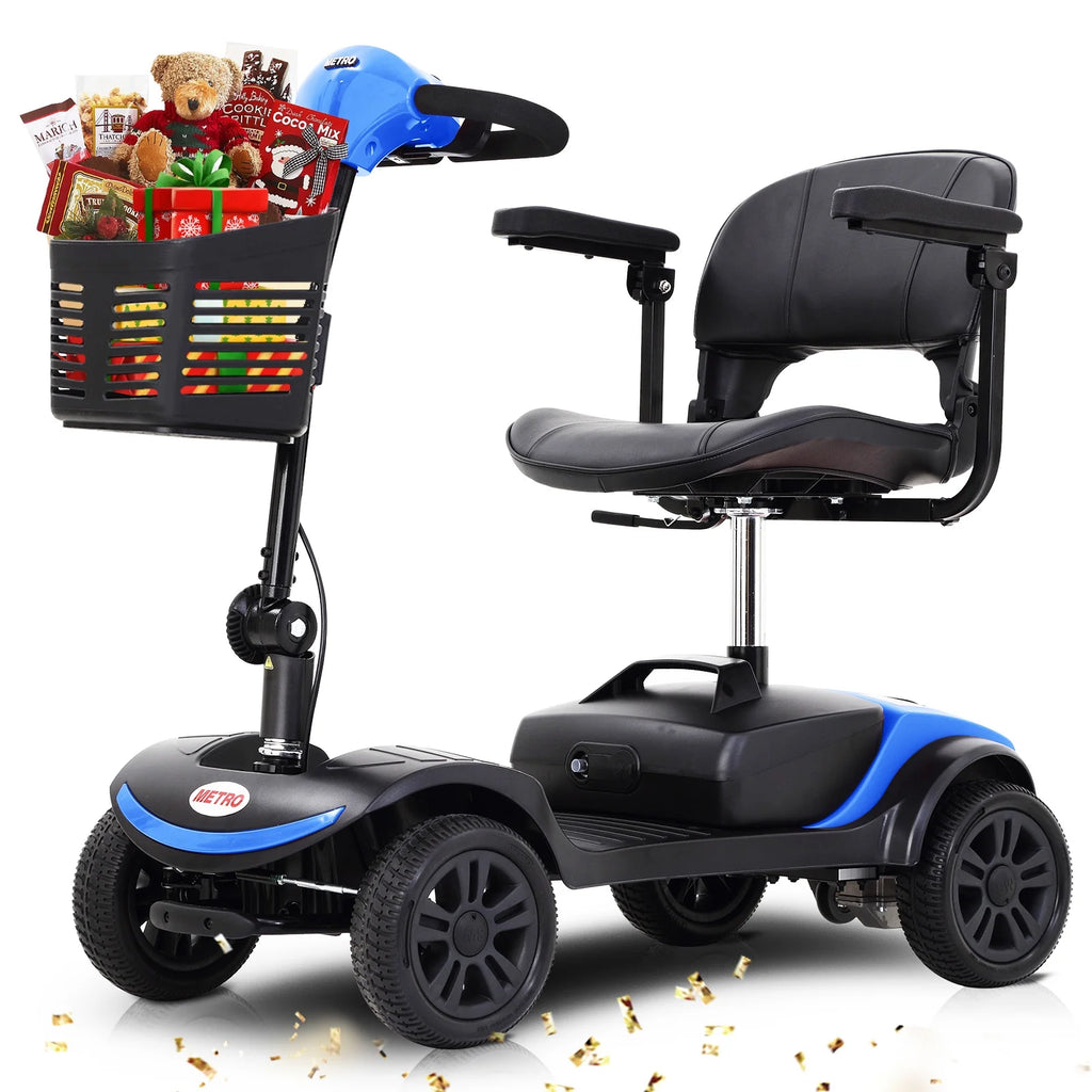 Blue 4 Wheels Folding Mobility Scooter U6307
