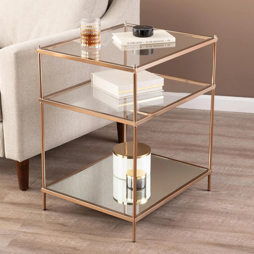 Mirrored 3-Tier Side Table Y5365