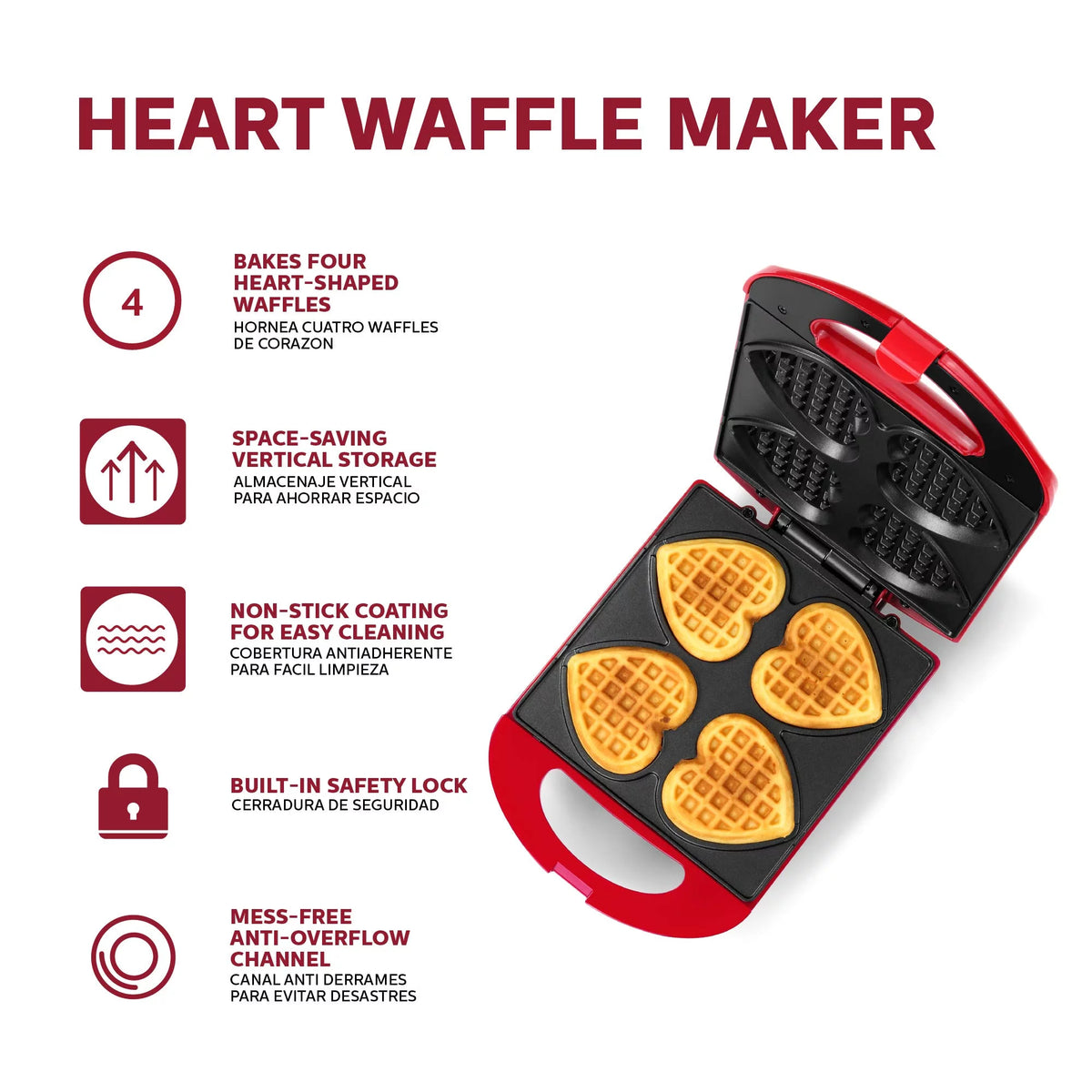 Heart Shaped Waffle Maker T7365