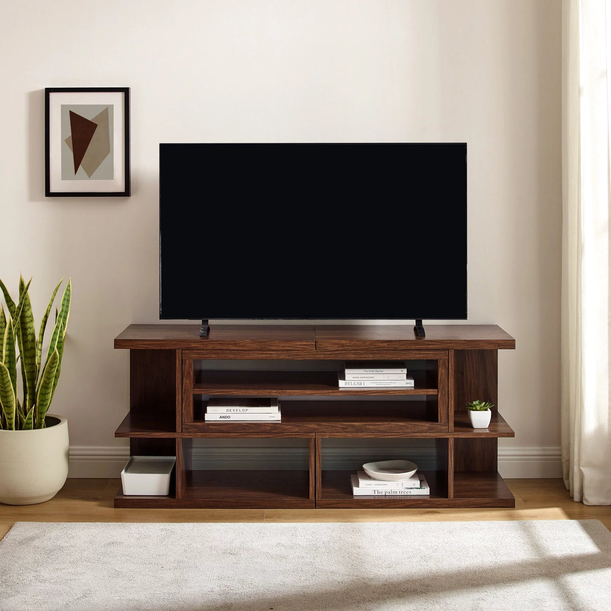 55” Extendable TV Stand, Dark Walnut N32826