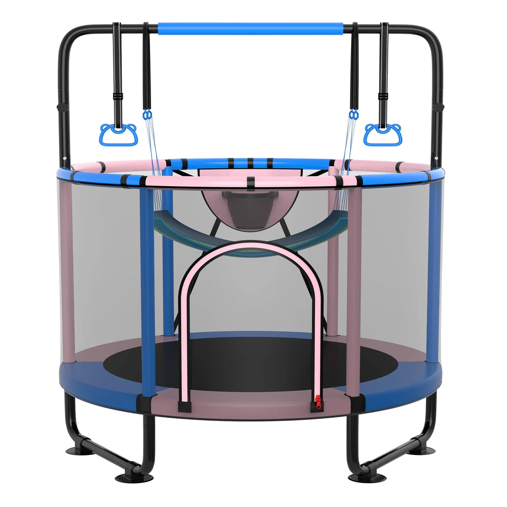 60'' Trampoline with Enclosure, Basketball Hoop and Swings A784