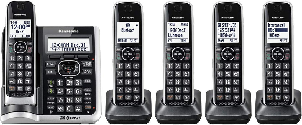 Black Cordless Phone System with 5 Handsets J68668