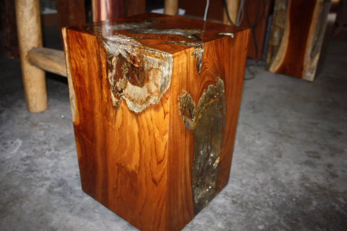 Teak Root & Resin Pedestal 18" X 12" L15111