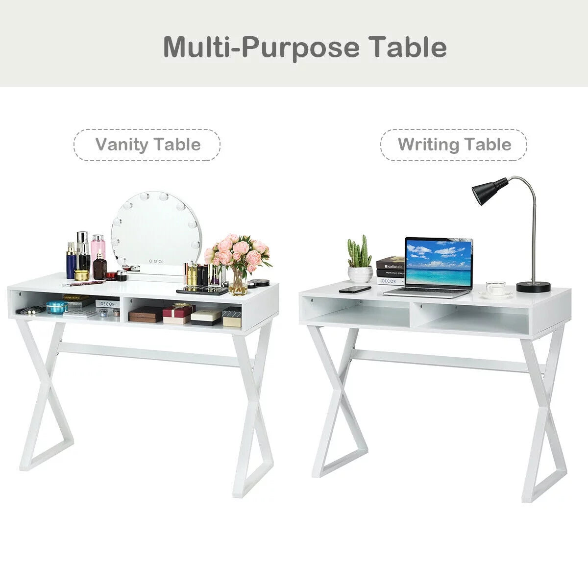 Modern Computer Desk Writing Desk Vanity Table with Storage C542