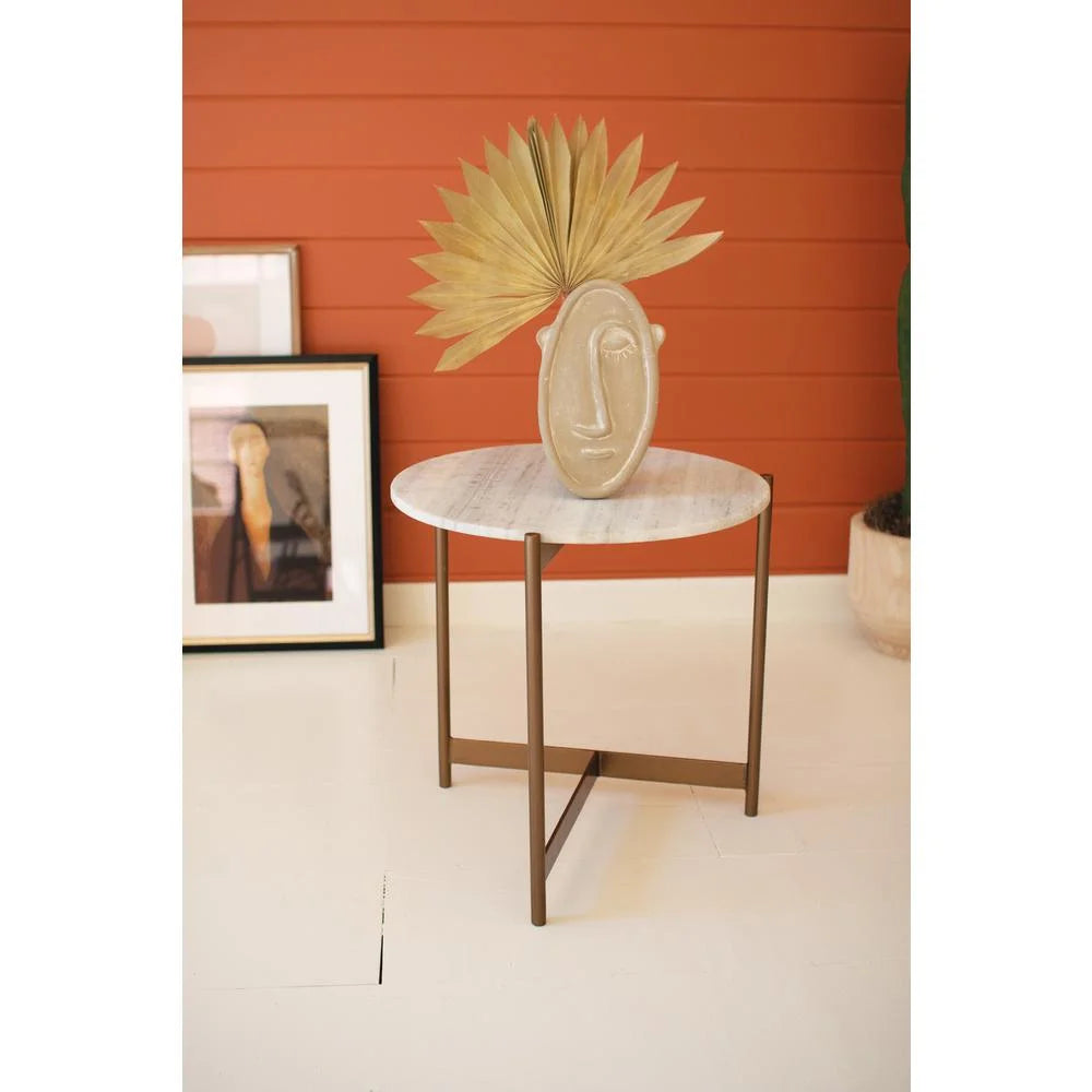 Iron Side Table With Marble Top W31354