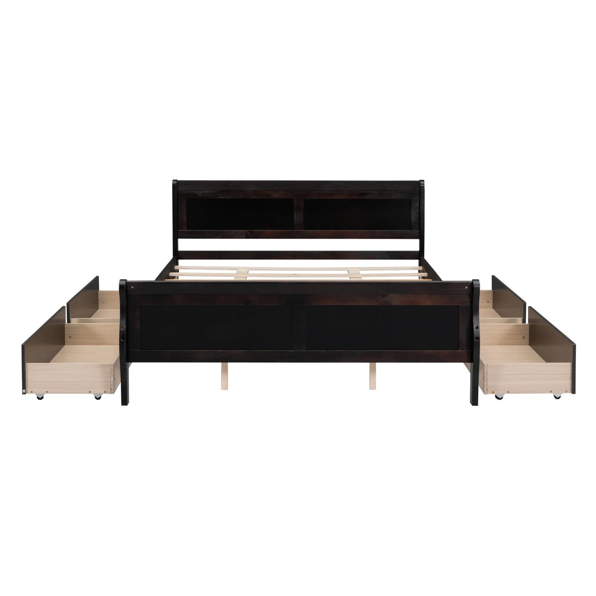 Queen Size Wood Platform Bed with 4 Drawers H12667