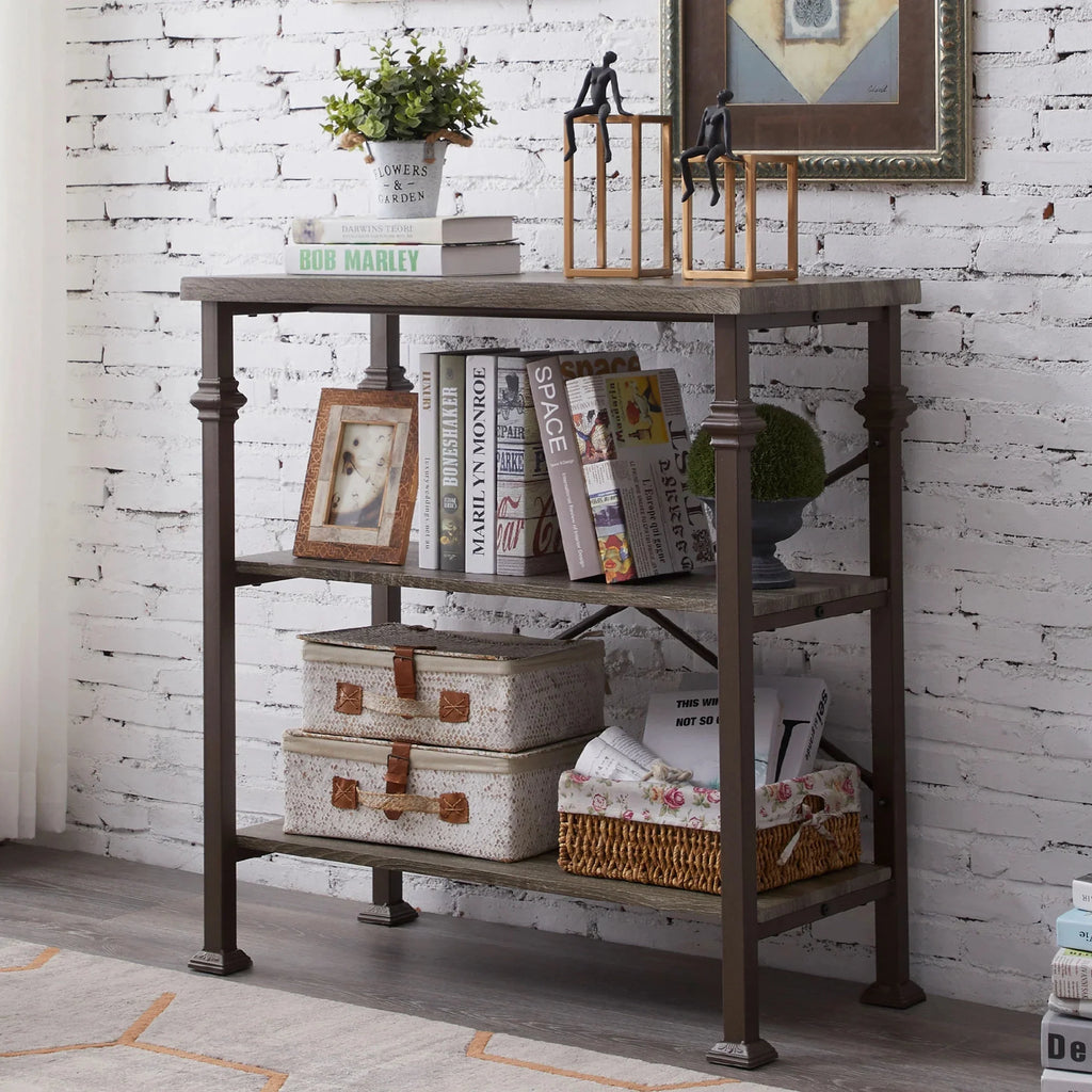 3-Tier Rustic Industrial Bookshelf K91877