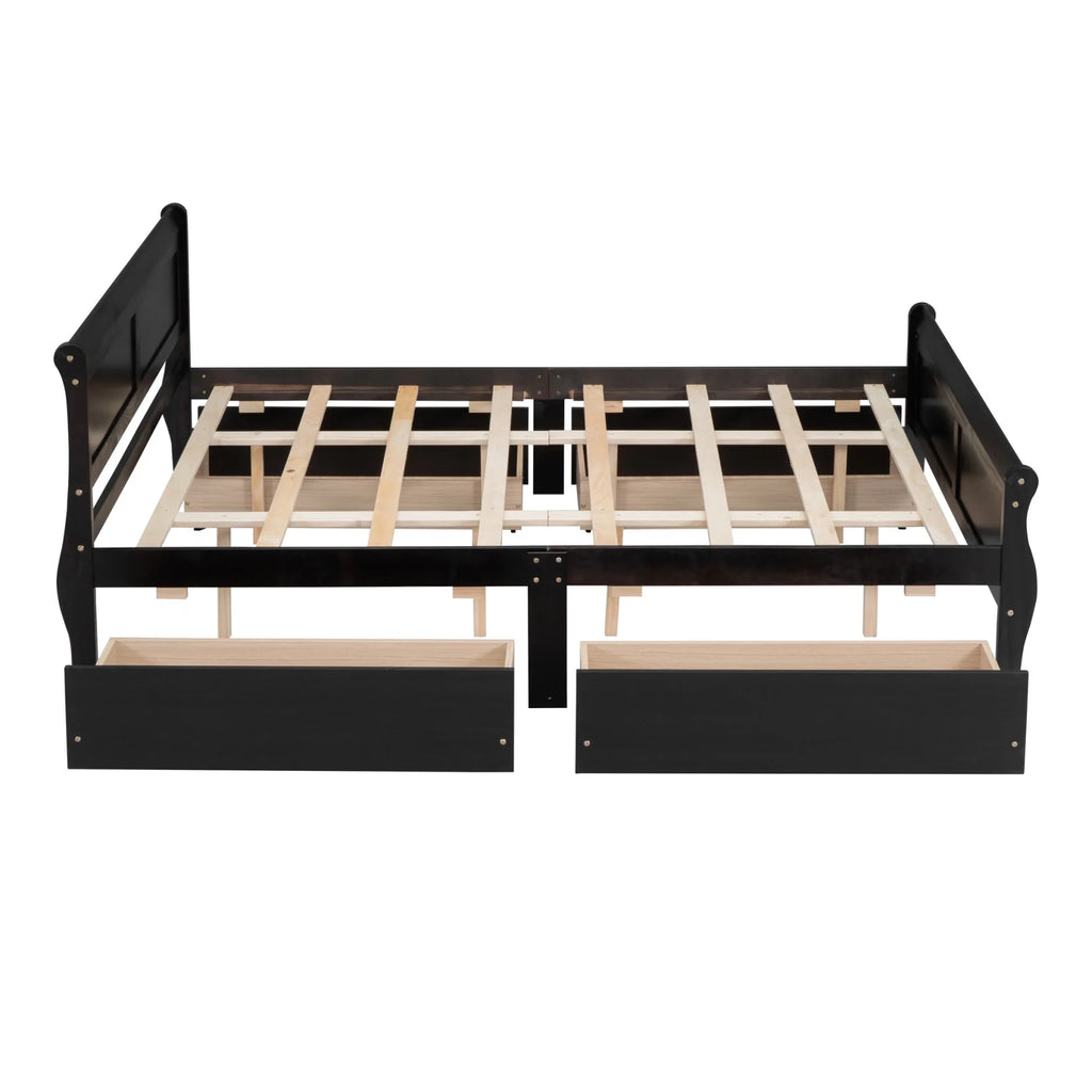 Queen Size Wood Platform Bed with 4 Drawers H12667