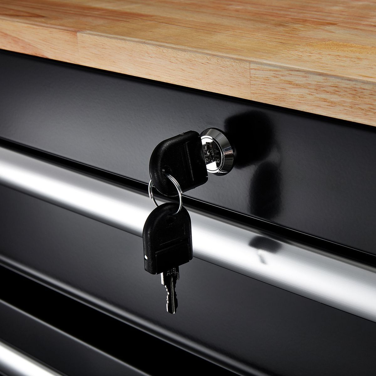 Black 9-Drawer Mobile Storage Cabinet with Solid Wood Top D2661