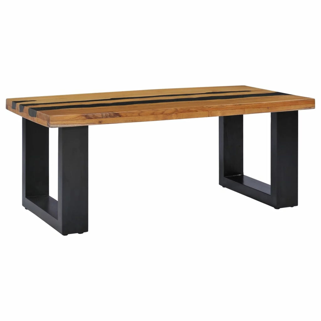 Solid Teak Wood and Lava Stone Coffee Table N104849