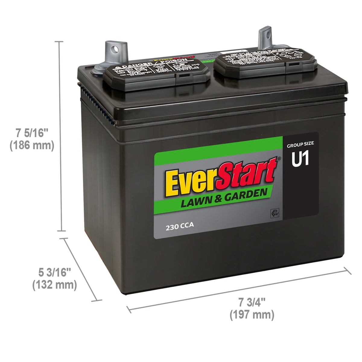 Lead Acid Lawn & Garden Battery, Group Size U1 12 Volt, 230 CCA K68471