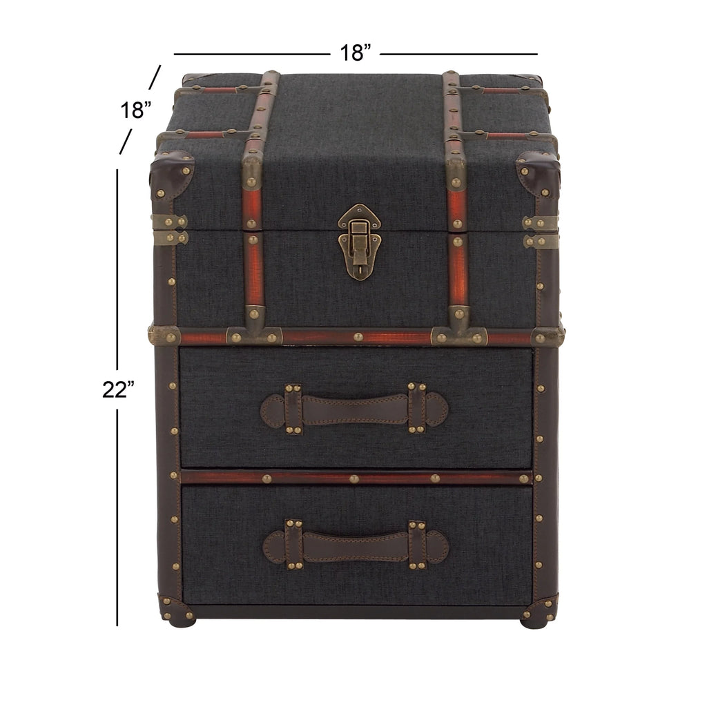 Brown Traditional Wood Storage Trunk Chest J8536